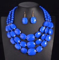 Smykkesæt i plastik; Vanessa - kongeblå